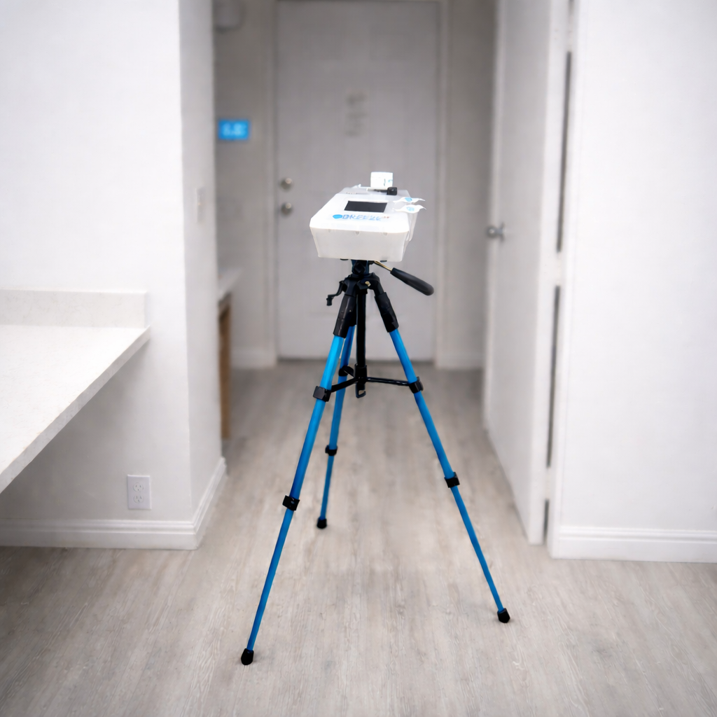 Indoor air quality testing equipment in a Florida home